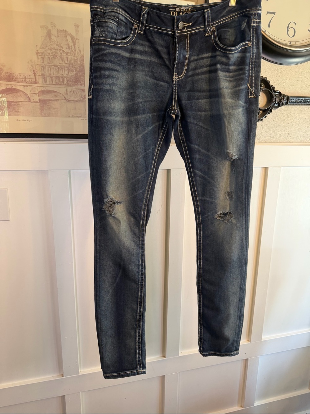 Women’s Buckle Black Skinny Jeans 32x34 k447